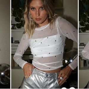 Elora embellished mesh top